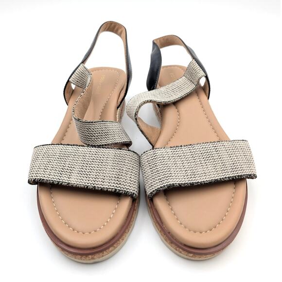 Easy Spirit Sabina Strappy Low Wedge Sandals Women's Beige/Black Size US8W EU39 - Picture 2 of 11